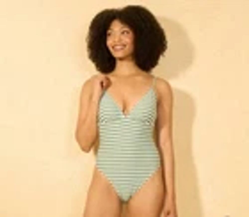 Shade & Shore Geo Jacquard High Leg Cheeky One Piece Swimsuit XS NWT